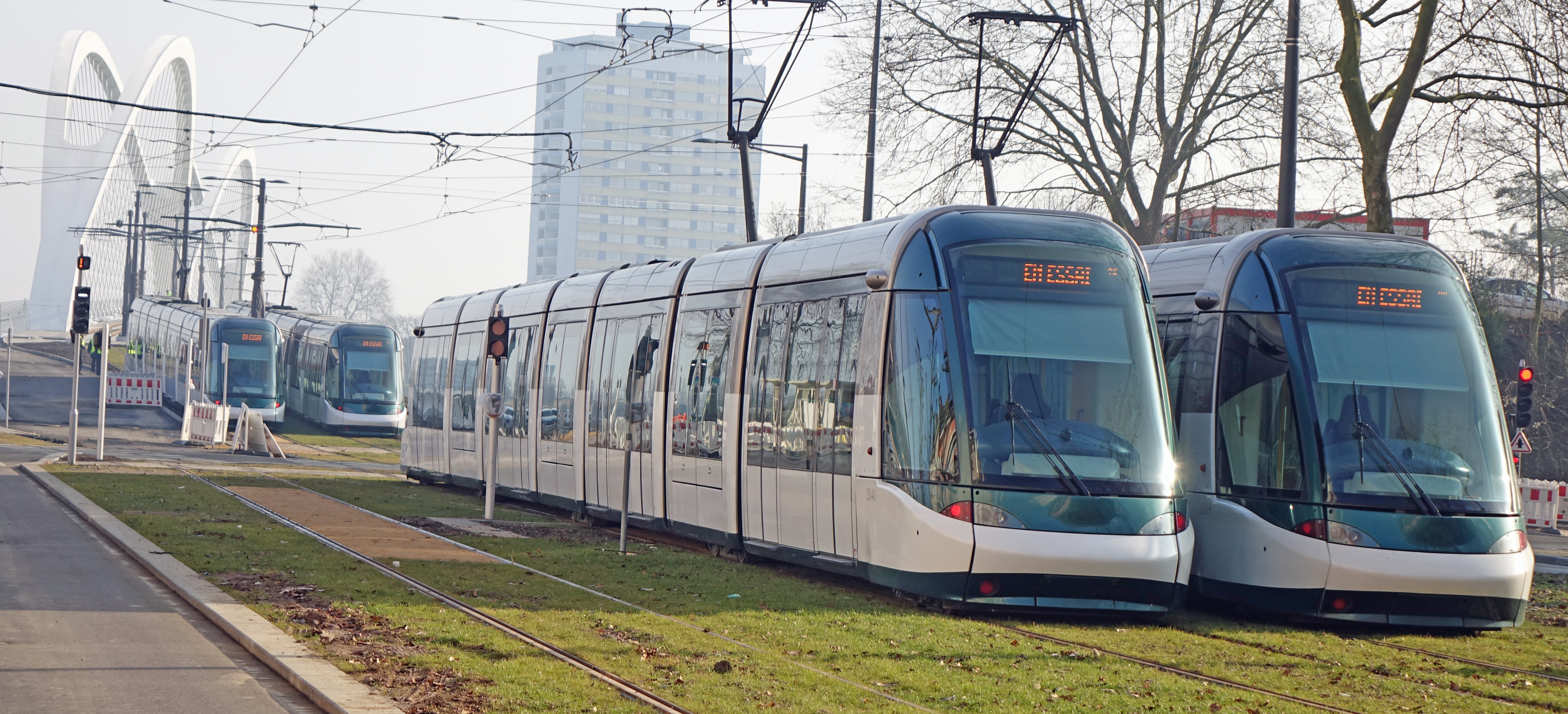 Auf der französischen Rheinseite standen vier Citadis-Straßenbahnen für den Belastungstest zur Verfügung.