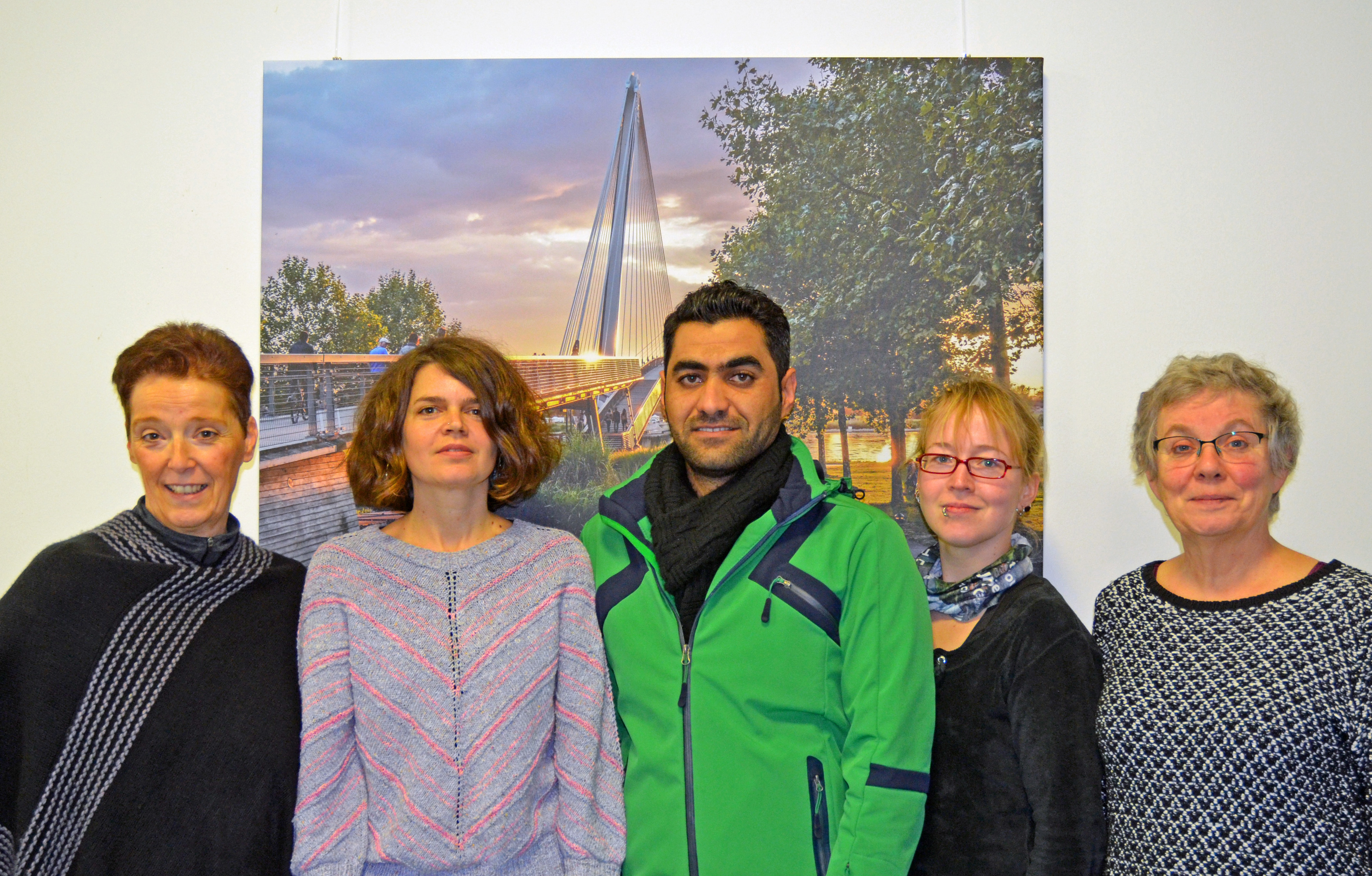 Die Kehler Integrationsspezialisten auf einen Blick: von links Sozialwesenmitarbeiterin Johanna Bung, die Integrationsmanagerinnen Nina Pittschi, Svenja Gerbendorf, Kulturvermittler Fares Mousa und Birgitt Mylo