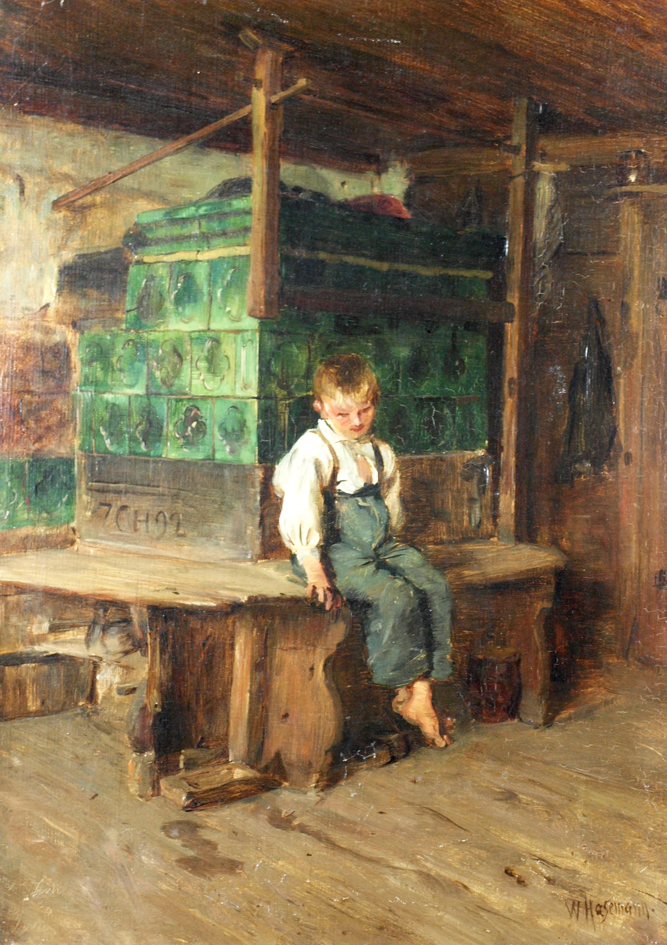 Ein „neues“ Hasemann-Gemälde erweitert die Sammlung des Kunstmuseums: „Intérieur, Knabe auf der Ofenbank“