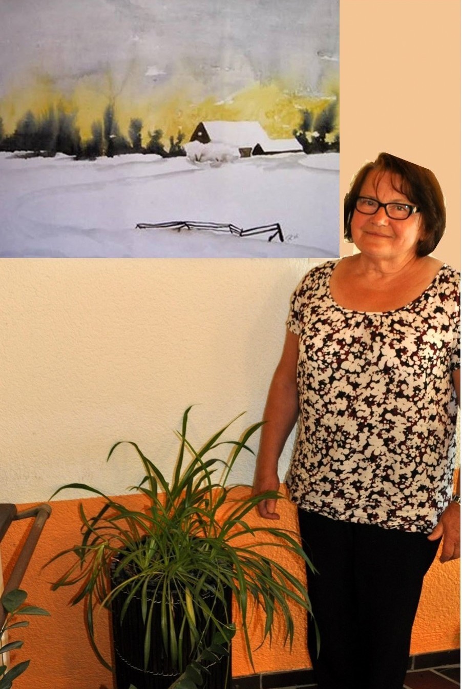Rosa Haslbeck mit ihrem Siegerbild „Winteraquarell“