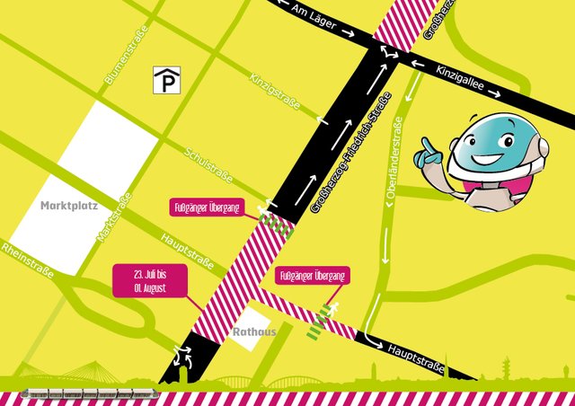 Die Kreuzung Großherzog-Friedrich-Straße/Hauptstraße wird vom 23. Juli bis 1. August komplett gesperrt. | Foto: Stadt Kehl