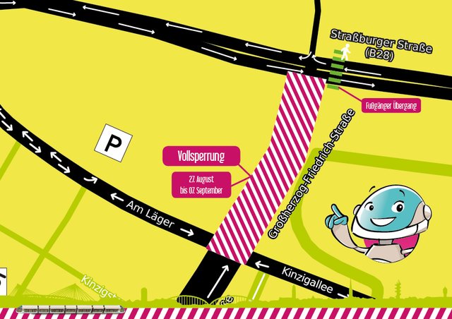 Vom 27. August bis 7. September geht am Knotenpunkt Kinzigallee/Großherzog-Friedrich-Straße für Autofahrer nichts.  | Foto: Stadt Kehl