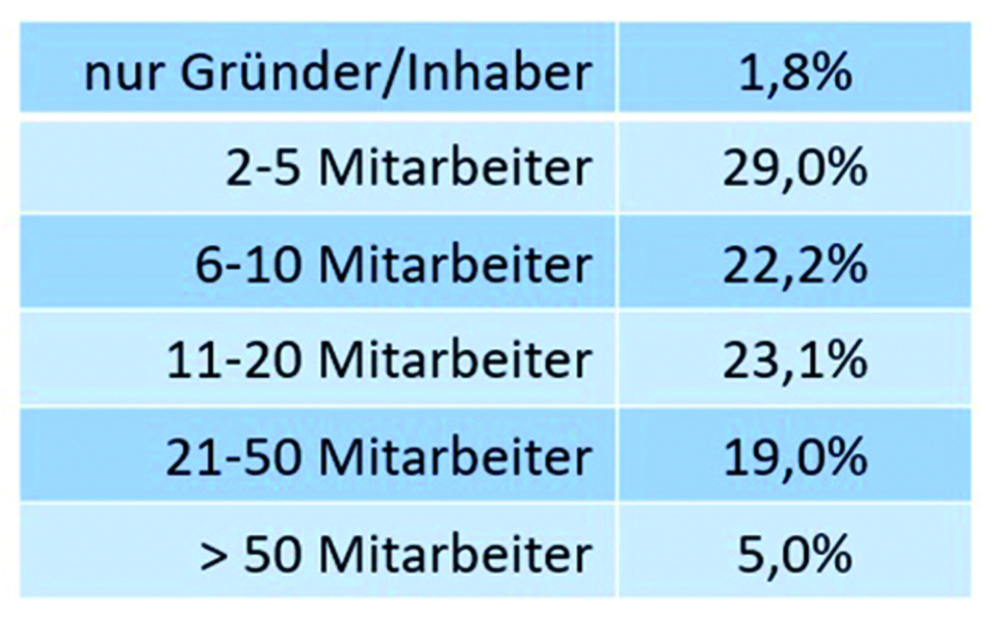 Betriebsgröße der Umfrageteilnehmer.