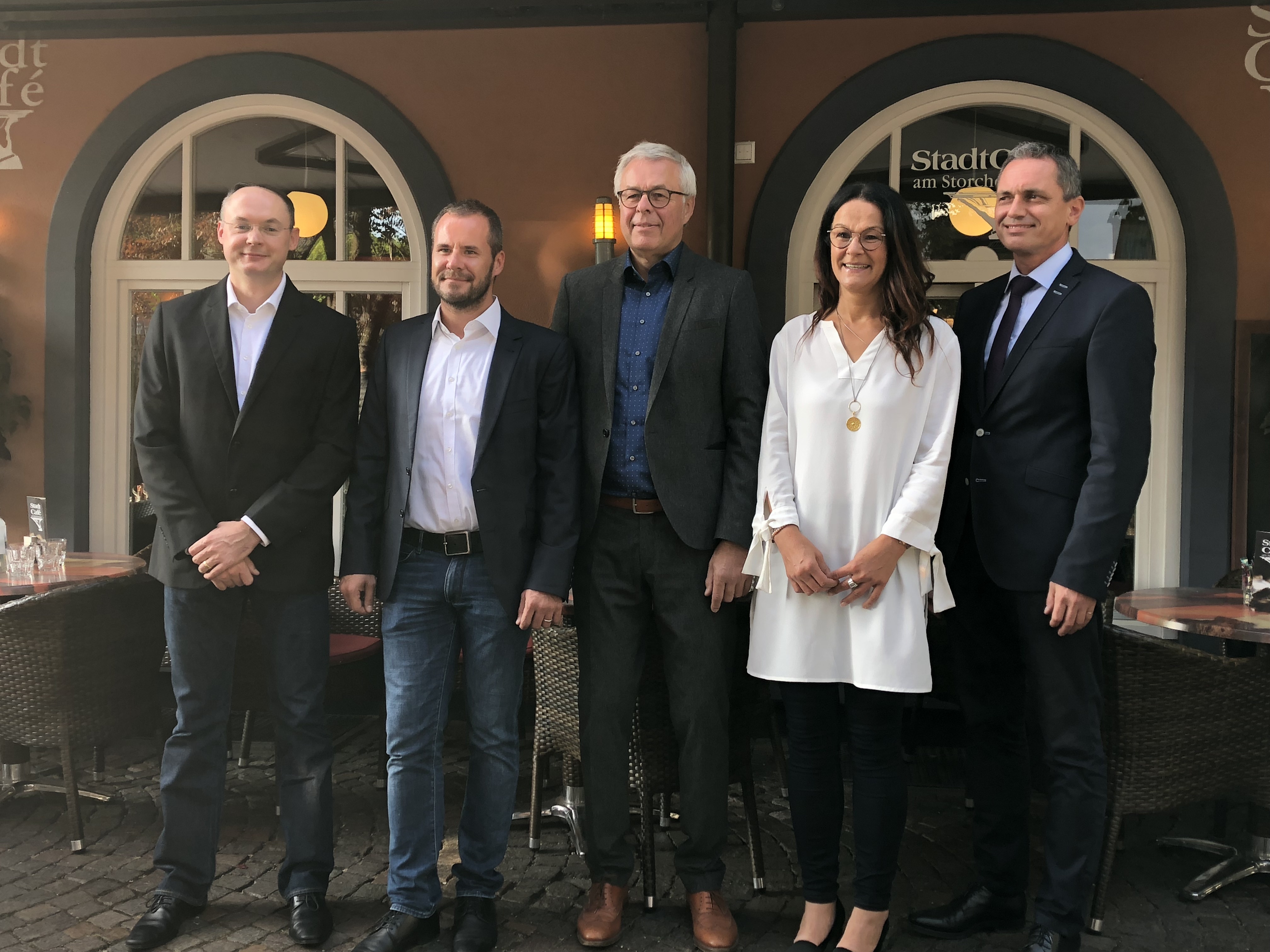 Foto (v. l.): Joachim Lehmann, Tobias Falk, Ulli Nagel, Petra Brosemar und Bürgermeister Günter Pfundstein