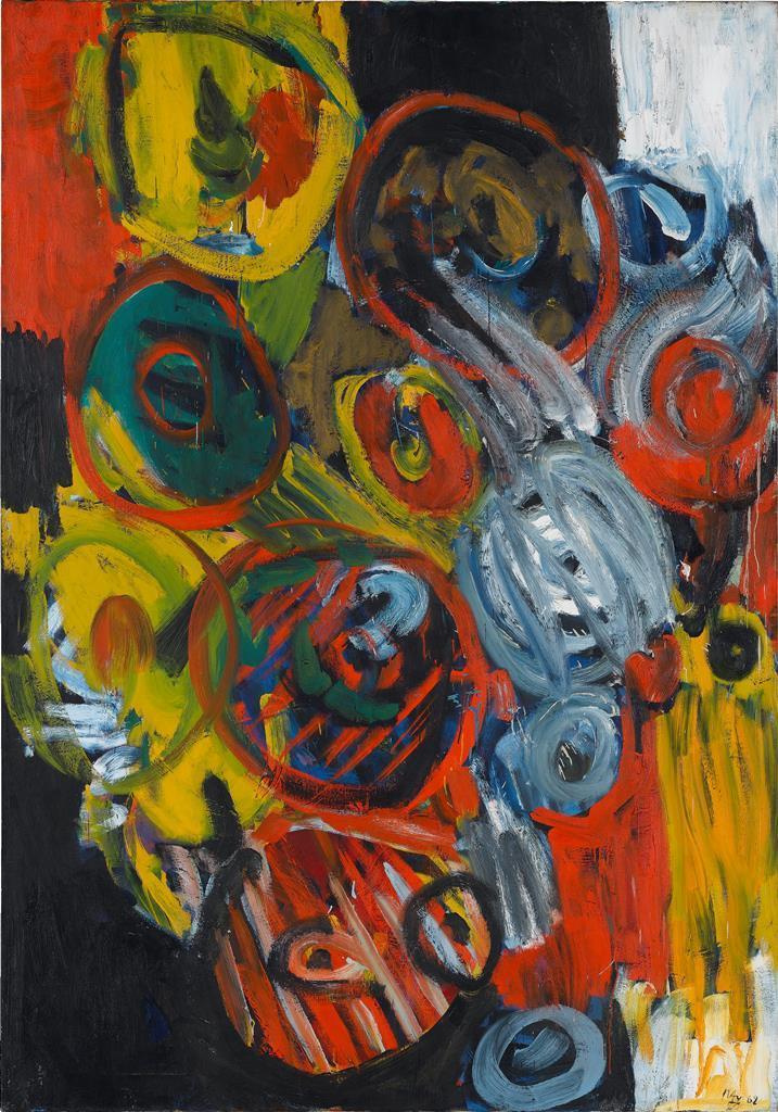 Ernst Wilhelm Nay, Feuerfarben, 1962, Öl auf Leinwand