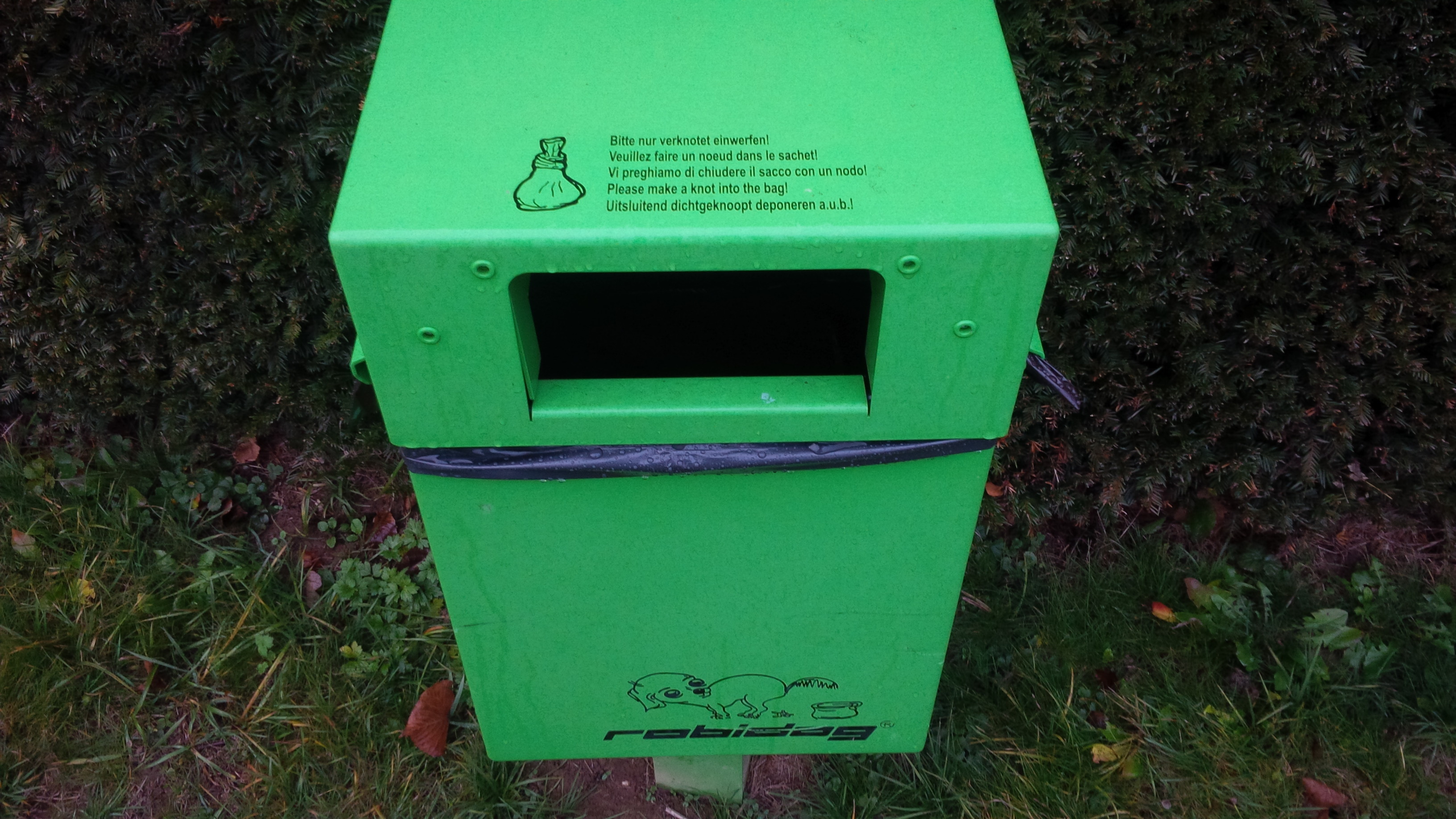 Am Rande des Bolzplatzes in Hausach steht eine Hundestation. Dort gibt es Plastiktüten für den Kot und einen Mülleimer.