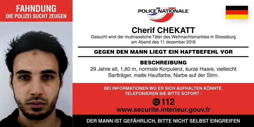 Der Fahndungsaufruf der Police Nationale