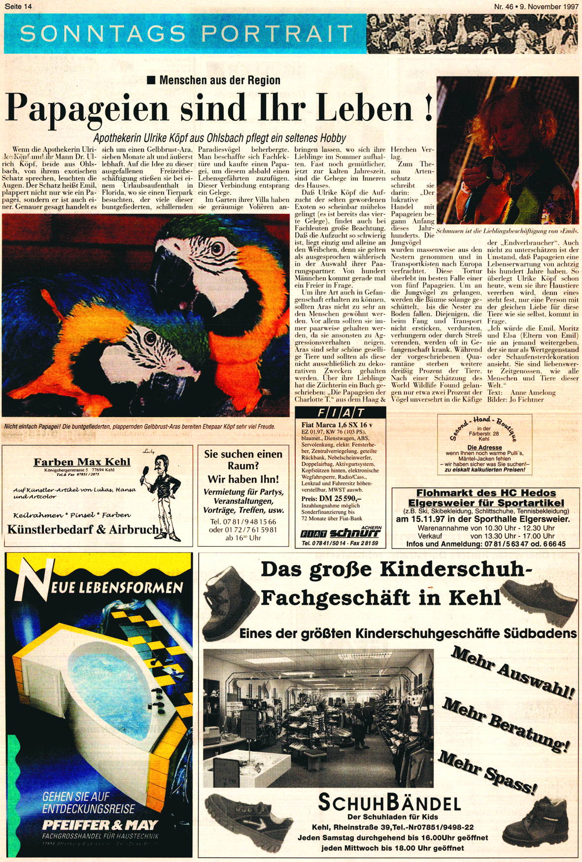 Bereits in der ersten Gullerausgabe 1997 gab es ein Sonntagsporträt. Es sah damals aber etwas anders aus.