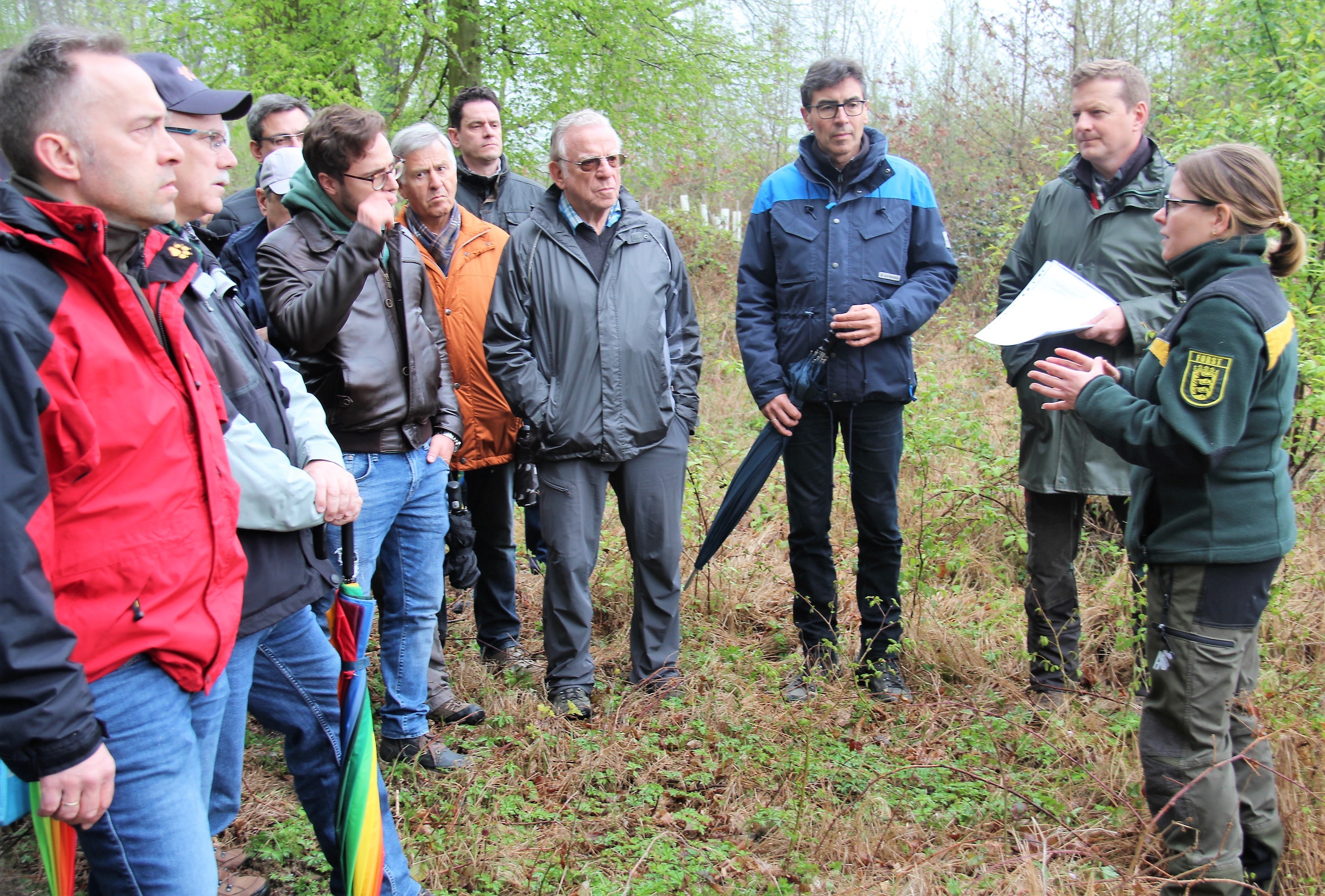 Yvonne Chtioui (rechts) führte die Mitglieder des Renchener Gemeinderats kompetent durch den Wald.