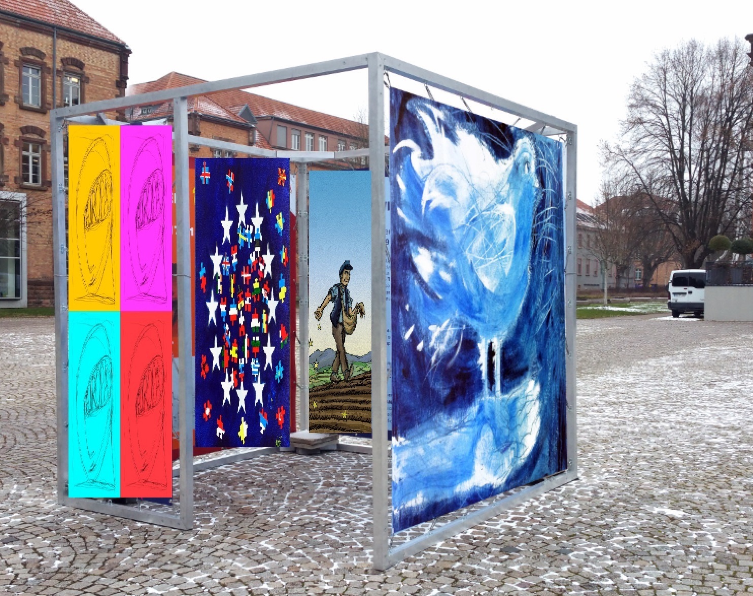 Einer von drei Kulturwürfeln, die ab Freitag auf dem Marktplatz stehen.