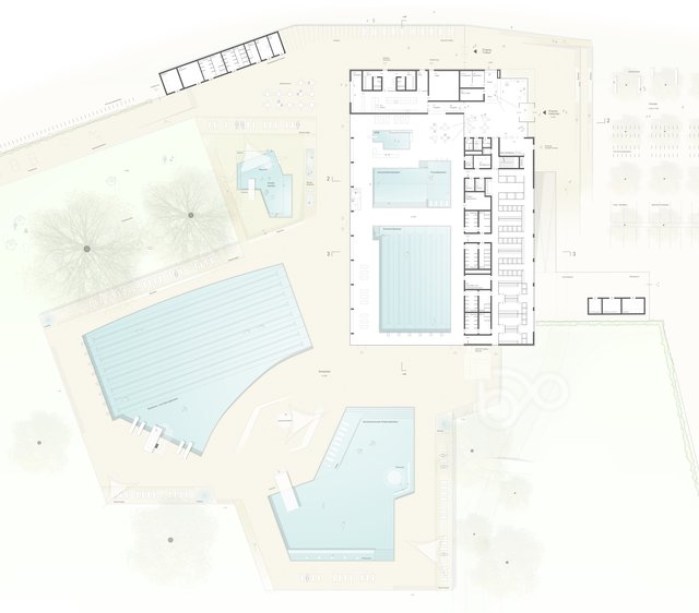 Die Anordnung der Becken des Siegers | Foto: Arnke Häntsch Mattmüller Architekten / Berlin