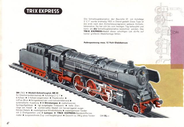 Dann der Traum, der die Herzen der Modellbahnfreunde höher schlagen läßt. Die Schnellzuglokmotive der Baureihe 01. Da sollte allerdings die Modellbahnanlge schon etwas größer sein.