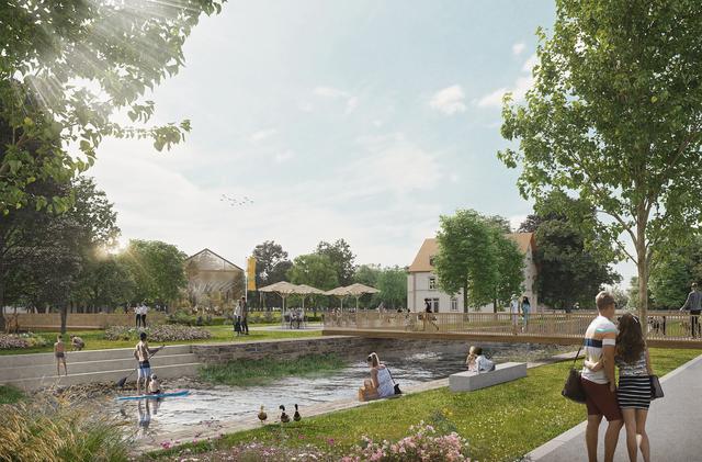 Entwurf für die Räderbachinsel mit der Pfähler Villa | Foto: Stadt Offenburg