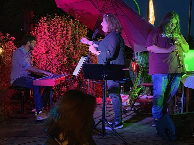Cécile Solin, Gunnar Sommer und Manuel Fast in der Jazz Cantine | Foto: Gerd Birsner