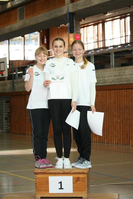 Die Mädels vom BSC Zell v. L. , Miriam Huber, Jette-Sofie Künstle und Stella Müller freuen sich über den Kreismeistertitel mit der Mannschaft | Foto: Sabine Herm