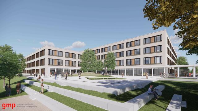 Visualisierungen des Klinikneubaus in Achern: Außenansicht | Foto: gmp International GmbH