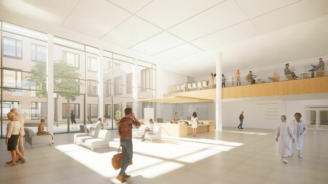 Visualisierungen des Klinikneubaus in Achern: Eingangshalle | Foto: gmp International GmbH