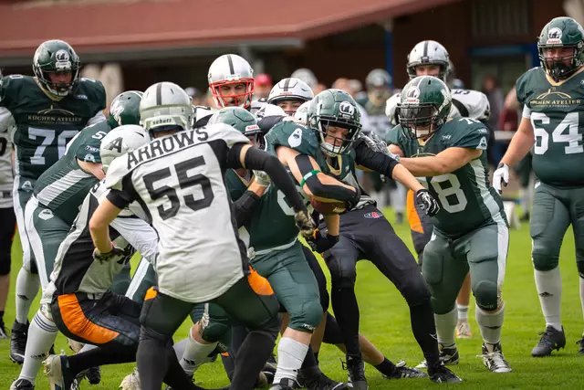 Offenburgs Footballer verloren ihr letztes Heimspiel gegen die Silver Arrows aus Stuttgart mit 12:23. | Foto: Jan Illner