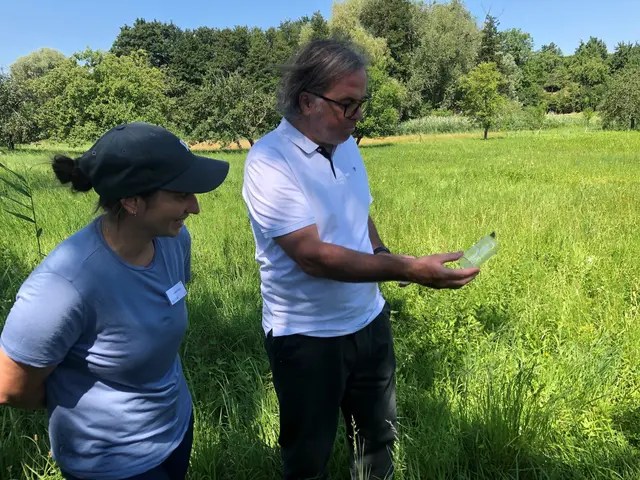 Im Naturschutzgebiet „Saure Matten“ entlässt Regierungspräsident Gabbert einen zuvor zum Anschauen eingefangenen Wiesenknopf-Ameisenbläuling  wieder in die Freiheit. | Foto: Regierungspräsidium Freiburg 