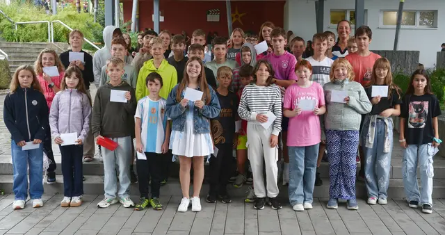 Die erfolgreichen Schüler mit ihren Schwimmzeichen | Foto: Grimmelshausenschule Renchen