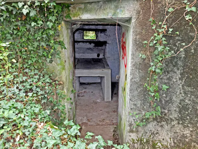 Der Eingangsbereich des Übertragungs-Kommandopostens. Hier befindet sich ein Raum, in dem ein Tisch aus Beton steht, auf dem einst ein Maschinengewehr für die Eingangsverteidigung stand. | Foto: Alfred Schramm