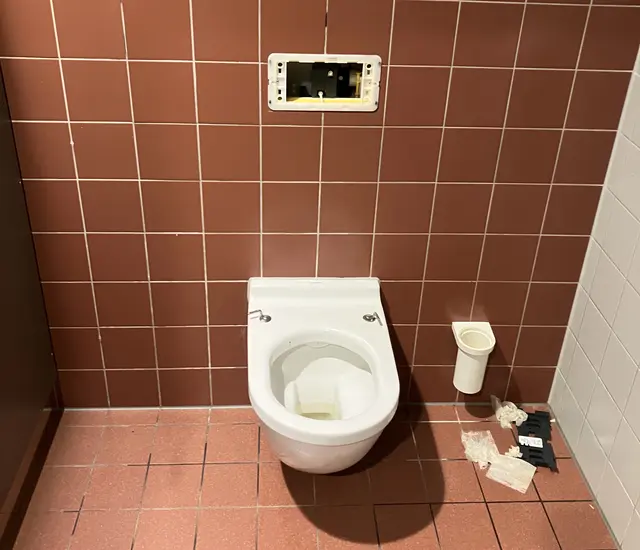 Schäden an der öffentlichen Toilette der Sport- und Mehrzweckhalle im Bürgerpark | Foto: Stadt Lahr
