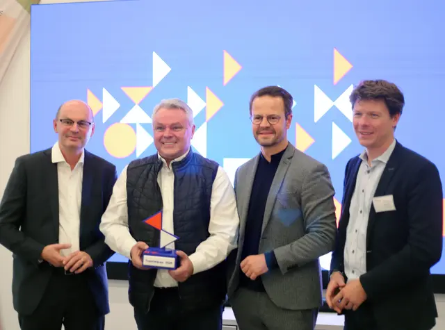 Rektor Prof. Dr. Stephan Trahsch (v. l.), Prof. Alfred Isele, OB Marco Steffens und Florian Appel, Geschäftsführer von Black Forest Innovation, | Foto: Hochschule Offenburg