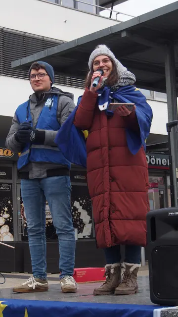 Etienne Herzog, Vorsitzender von JEF Kehl, und  Sarah Reisinger, Vorsitzende JEF BaWü | Foto: Cyprien Bettini 