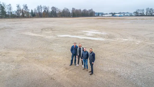 Thomas Röthig (v. l.), Projektleiter bauwo Grundstücksgesellschaft mbH, Frederik Haverig, Senior Projektentwickler bei der Hagedorn Revital GmbH, Jens Rothe, Geschäftsführer bauwo Grundstücksgesellschaft mbH, Jens Koch, Head of Development bauwo Grundstücksgesellschaft mbH
 | Foto: Hagedorn 