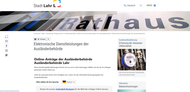 Ab sofort können Bürger zahlreiche ausländerrechtliche Anliegen bequem online erledigen. | Foto: Screenshot: mak