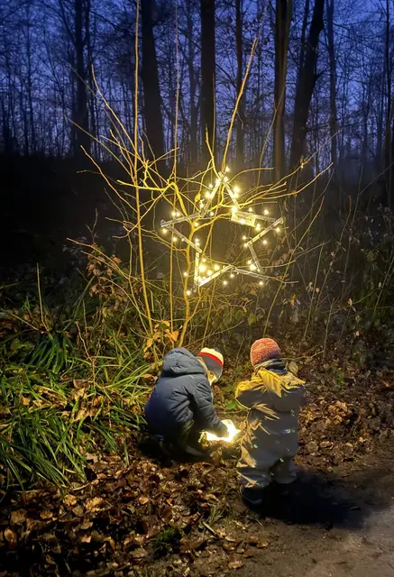 Die Kinder sammelten viele kleine Leuchtsternchen.  | Foto: Jessica Harriehausen