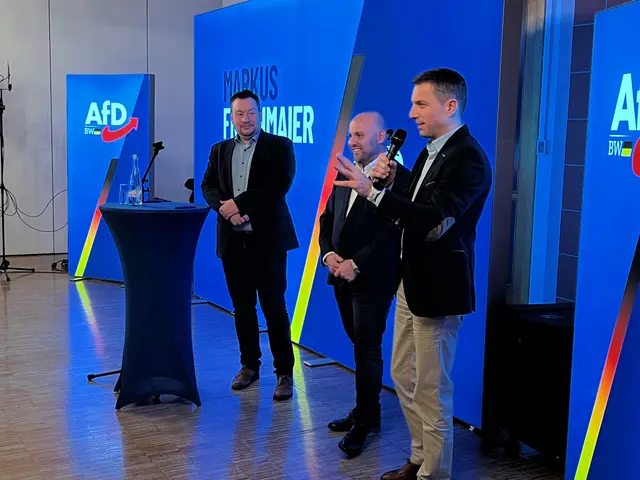 Von links: Benjamin Rösch, Kandidat für den Wahlkreis 50, Markus Frohnmaier und Martin Rothweiler | Foto: ag