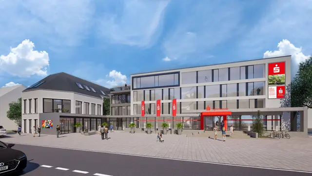 Ansicht auf der künftigen Hauptstelle der Sparkasse Hanauerland in Kehl. | Foto: Sparkasse Hanauerland