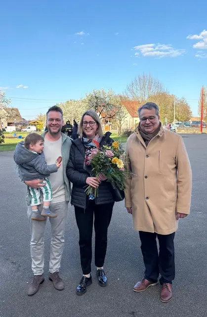 Bürgermeister Tobias Uhrich, Maire Michèle Leckler und Altenheims Ortsvorsteher Joachim Strosack | Foto: Gemeinde Neuried
