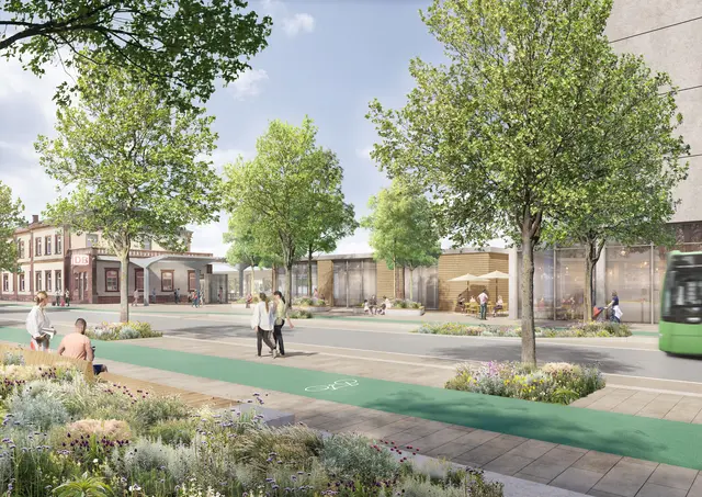 Heute befindet sich an dieser Stelle der Zentrale Omnisbubahnhof. | Foto: faktorgruen Landschaftsarchitekten, Christian Marrero, Stadt Offenburg