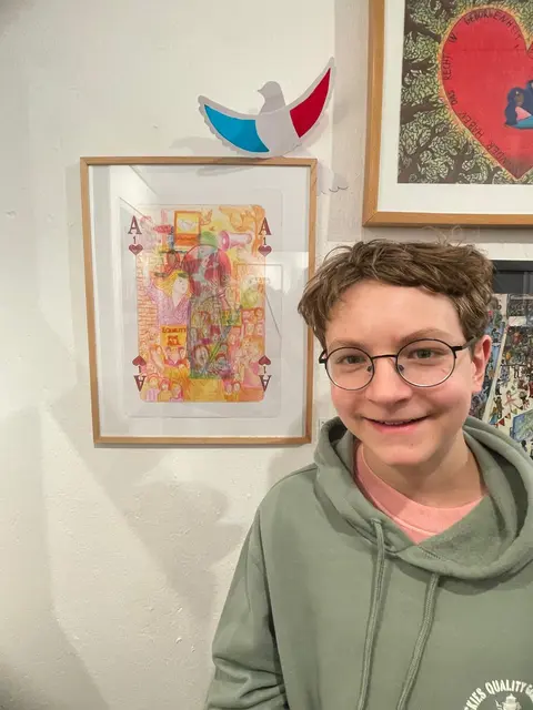 Justus Allgeier mit seinem Werk | Foto: Gymnasium Achern