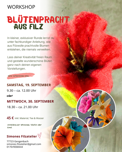 Kreativ-Kurs Blüten filzen