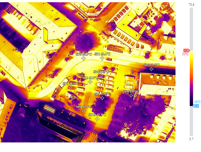 Thermalbild des Lahrer Rathausplatzes im Juli 2026  | Foto: Stadt Lahr