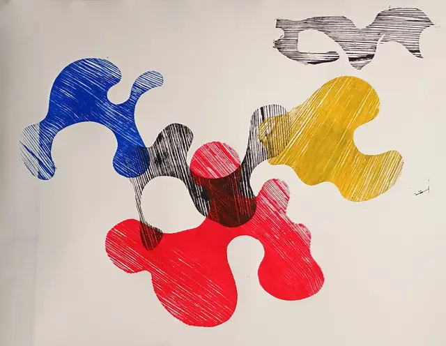 Farbe und Form | Collagierter Pflanzfaserdruck | Foto: by sCULTO