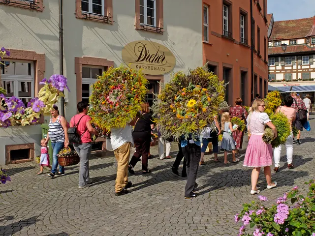 Nach dem Gottesdienst mit der Kräuterbüschelweihe in der Gengenbacher Stadtkirche St. Marien geht es zur Prämierung, die auf dem Marktplatz vor dem Rathaus stattfindet. Ob es einen Preis für die zwei riesigen Kräuterbüschel gibt?  | Foto: Alfred Schramm